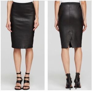 Helmut Lang plonge stretch leather skirt